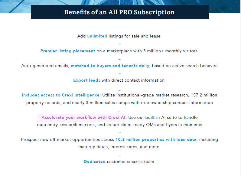 Crexi Benefits